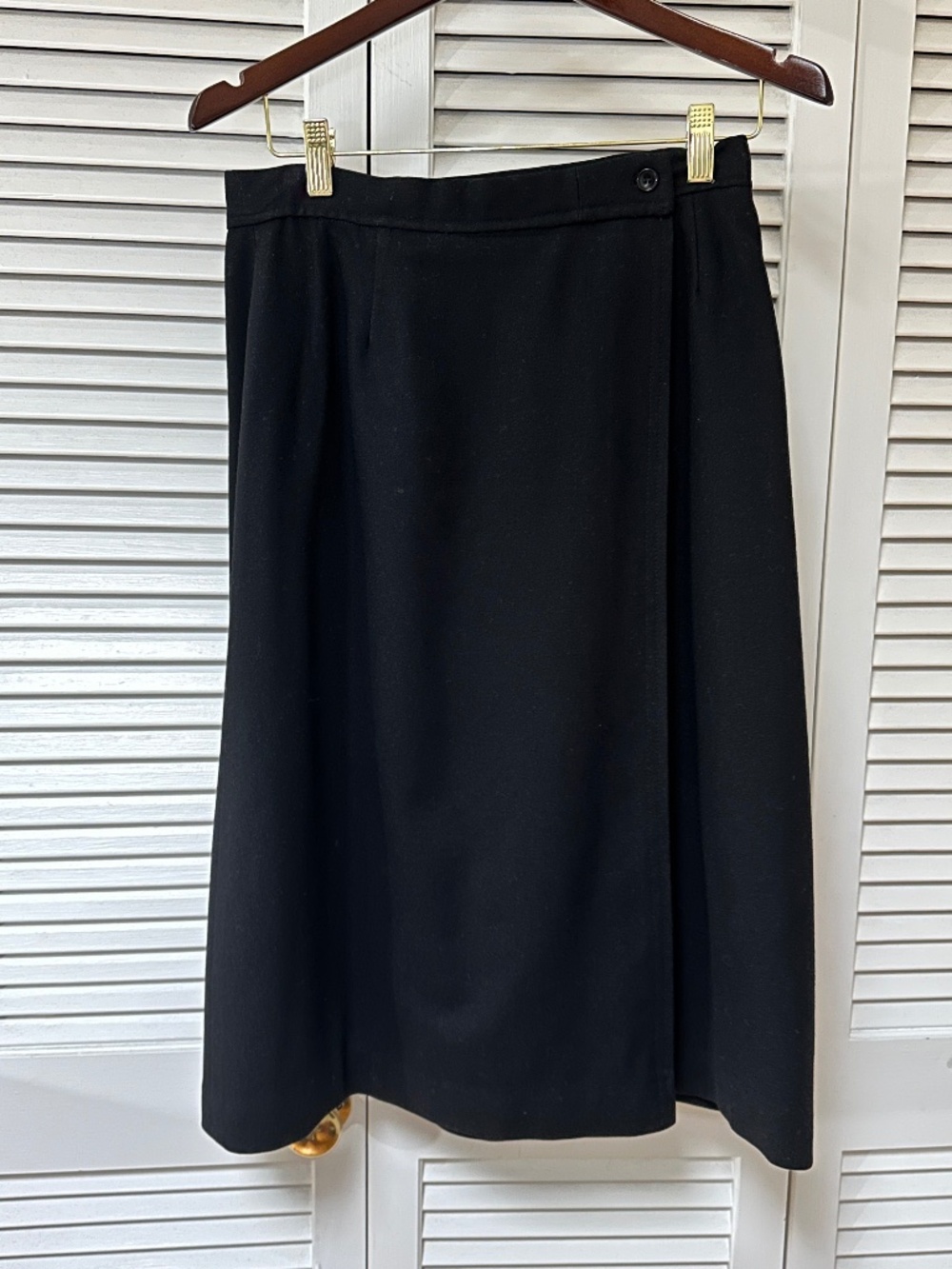 Vintage Pendleton 100% Virgin Wool Wrap Midi Skirt Black Small